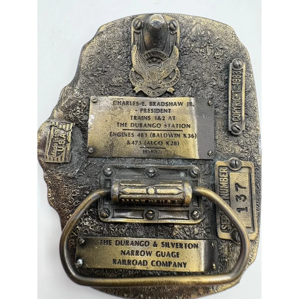Vintage 1983 Durango & Silverton Narrow Gauge Railroad‎ Belt Buckle Limited #137
